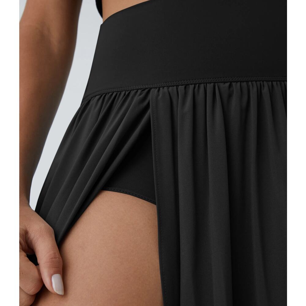 Halara High Waisted Split Maxi Skirt Shorts Black XL Coastal Minimalist - Picture 4 of 9